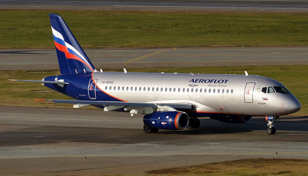 An Aeroflot Sukhoi Superjet 100 model
